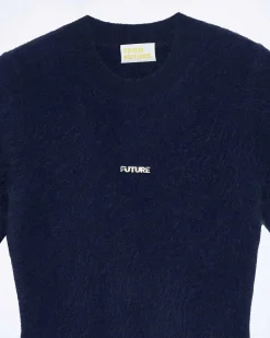 Robe Courte Manche Courte En Cachemire Brosse