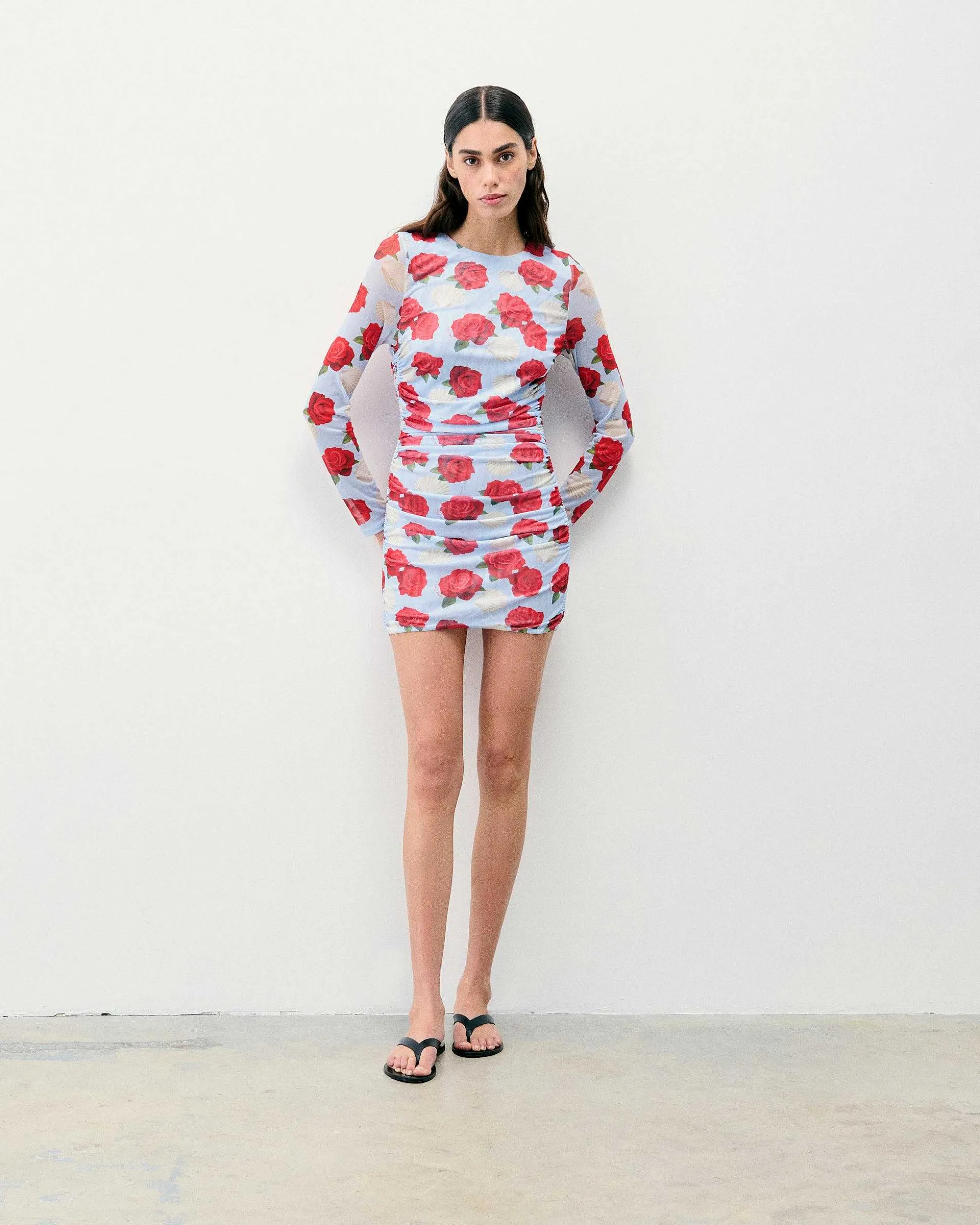 Robe Courte Manche Longue Mesh