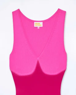 Robe Longue Bretelle Bicolore