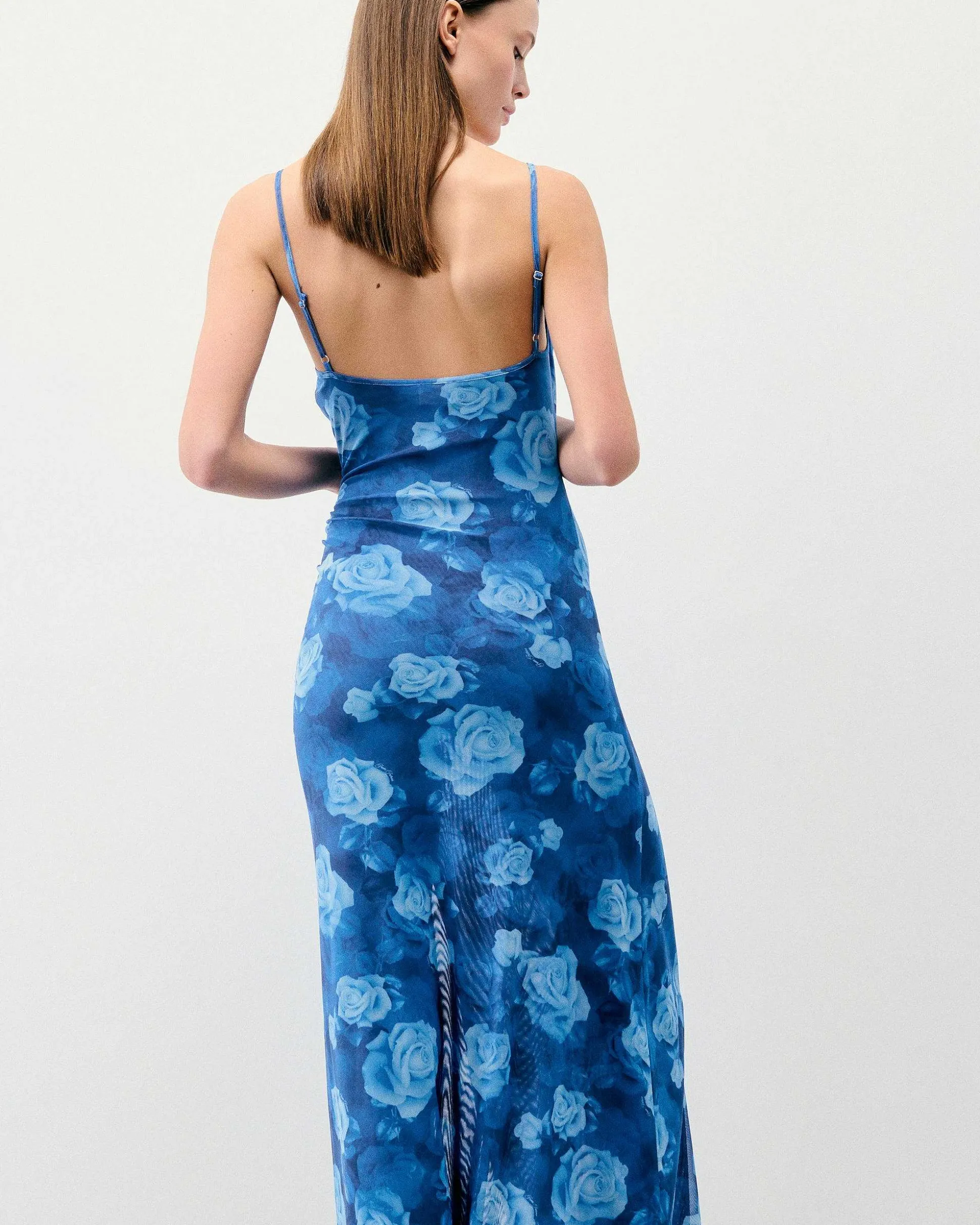 Robe Longue Bretelles Fines Mesh