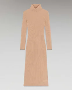 Robe Longue Manche Longue Col Roule A Cotes