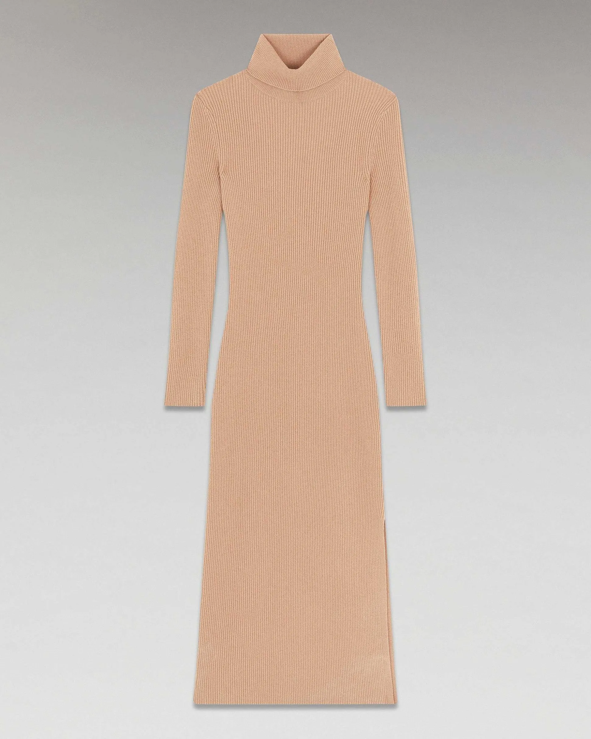 Robe Longue Manche Longue Col Roule A Cotes