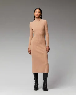 Robe Longue Manche Longue Col Roule A Cotes