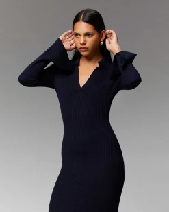 Robe Longue Manche Longue Col Polo