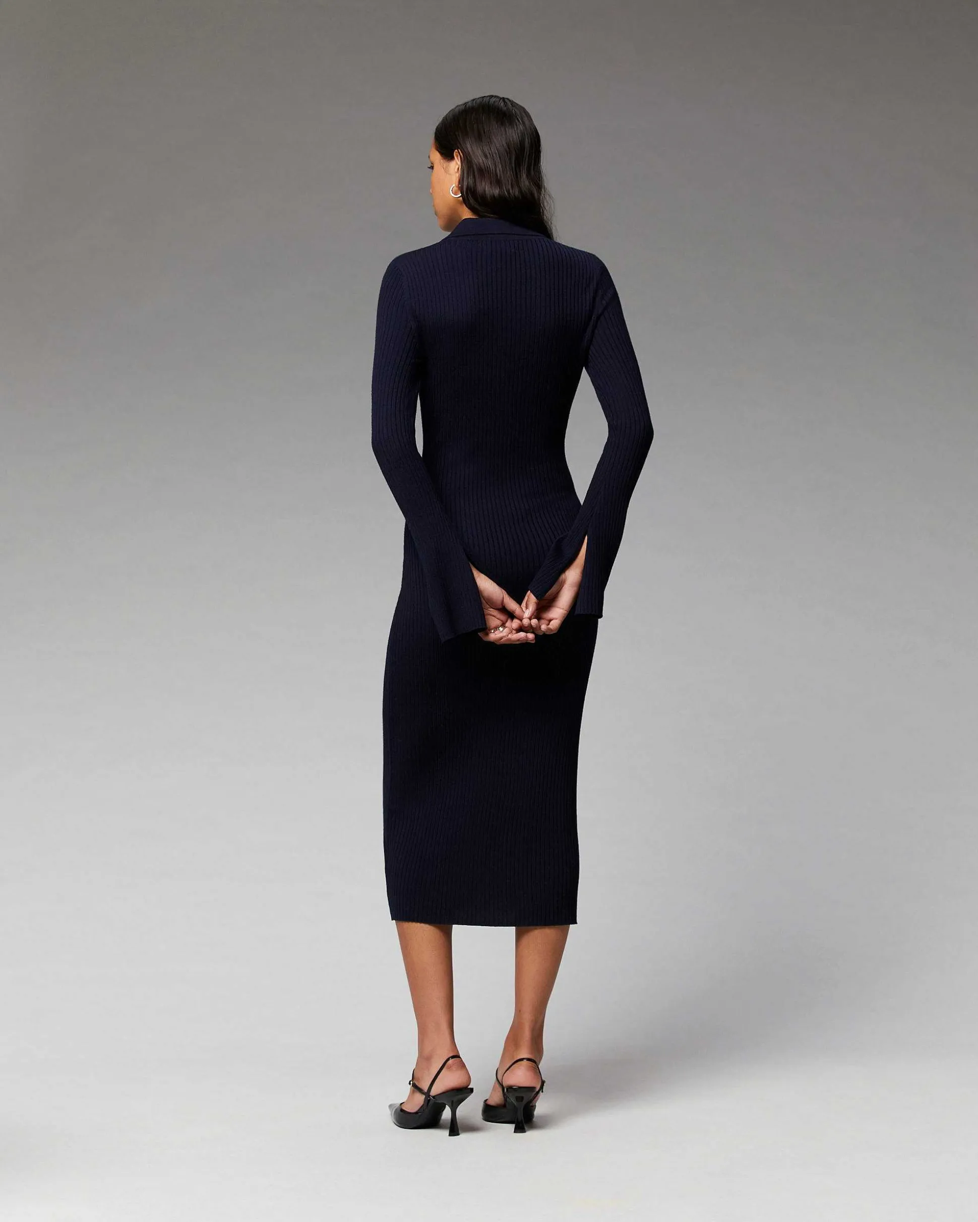 Robe Longue Manche Longue Col Polo