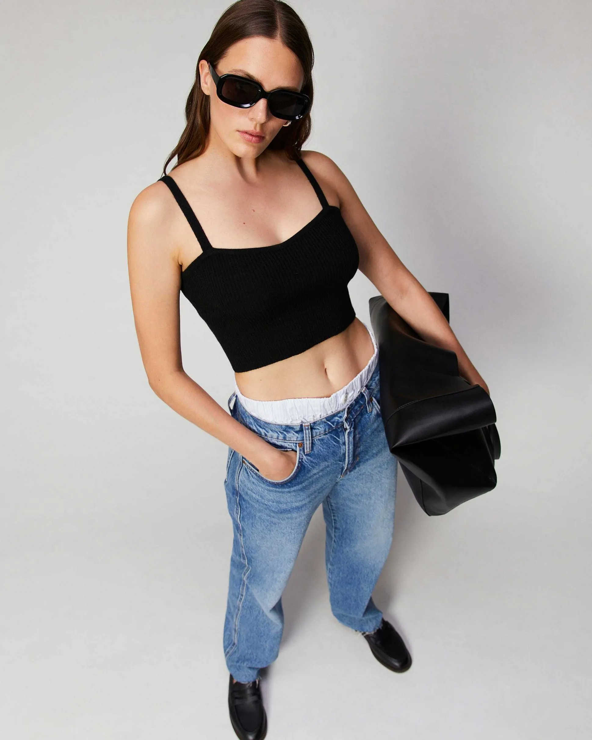 Top Bretelle A Cotes Decollete Coeur