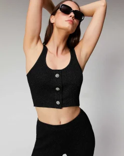 Top Bretelle Metallise Boutons Bijoux