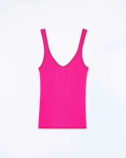 Top Debardeur A Cotes Liseres Contrastes