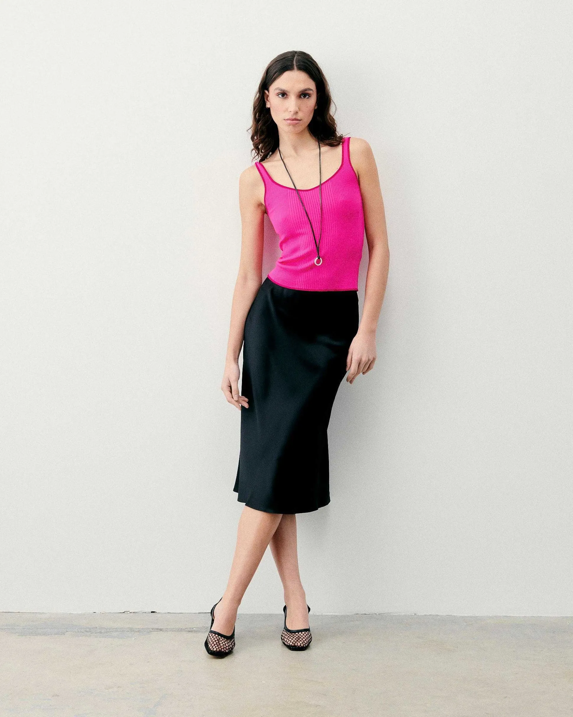 Top Debardeur A Cotes Liseres Contrastes