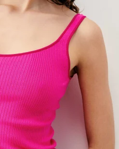 Top Debardeur A Cotes Liseres Contrastes