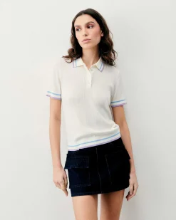 Top Manches Courtes Bandes Bicolores