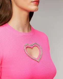 Top Manches Courtes Coeur Strass