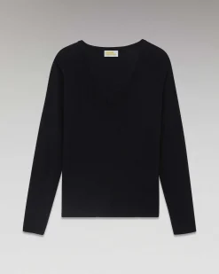 T-Shirt Col V Manches Longues Basique